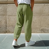 tanie Retro-Męskie Lniane spodnie Spodnie Letnie spodnie Luźne spodnie Elastyczny mankiet Równina Komfort Oddychający Pełna długość Codzienny Święto Urlop Moda Czarny Biały