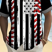 voordelige Vlag patroon-Independence Day Voor heren Amerikaanse Amerikaanse vlag Vaderlandslievend Overhemd Zomer overhemd Overhemd met knopen Korte mouw Mode-casual Feestdagen Zomer Lente Strijkijzer 3D-afdrukken shirts