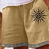 economico Vacanza-Per uomo Shorts Shorts di Lino Pantaloncini Estivi Shorts da Spiaggia Elastico in vita Coulisse Gamba Dritta Semplice Comodità Morbido Lunghezza al ginocchio Quotidiano Spiaggia Vacanza Moda Giallo