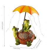 abordables Luces de paisaje-1 lámpara decorativa de resina con forma de tortuga solar impermeable para exteriores, con forma de rana y paraguas, para patio, jardín, parque, césped, sendero, luces de observación paisajísticas.