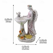 cheap Landscape Lights-1 Pc outdoor solar illuminated sculpture angel fountain ornament light courtyard garden park lawn path resin ornament decorative light