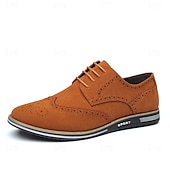 abordables Semiformal-Zapatos oxford de piel sintética marrón caramelo para hombre con detalles brogue: zapatos elegantes e informales con cordones para el trabajo, citas y uso diario.