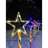 economico Luci paesaggistiche-1 Pacco Luci Solari da Giardino Patriottiche 6 LED Impermeabili Rosso Bianco Blu Luce a Stella a 5 Punte 4 Luglio Giorno dell'Indipendenza 250° Anniversario Giorno della Memoria per Festa Giardino