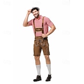 abordables Hombres-Oktoberfest Lederhosen Camisas Sombrero alpino bávaro Alemán alpino prados Hombre Fiesta Festival de Cerveza Paño de estilo tradicional