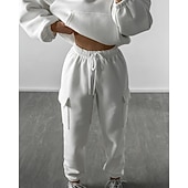 abordables Chándales-Mujer Tracksuit Pantalones Deportivo Pantalones de chándal Encaje Bolsillo Color sólido Trajes de Yoga Otoño Magenta Negro Gimnasio Ropa Deportiva Corriendo Mantiene abrigado Resistente al Viento