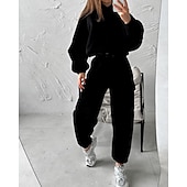 abordables Chándales-Mujer Tracksuit Pantalones Deportivo Pantalones de chándal Encaje Bolsillo Color sólido Trajes de Yoga Otoño Magenta Negro Gimnasio Ropa Deportiva Corriendo Mantiene abrigado Resistente al Viento