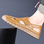 Χαμηλού Κόστους Υπαίθριες σάντες-Ανδρικά καφέ slip-on σανδάλια εξωτερικού χώρου με ελαστικά λουράκια και αναπνεύσιμο mesh επάνω μέρος για καλοκαιρινές περιπέτειες