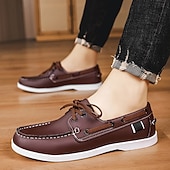 economico Casuale-scarpe da barca da uomo bicolore nere e bianche con design classico allacciato, comode ed eleganti, ideali per gite in spiaggia, abbigliamento casual ed eventi estivi