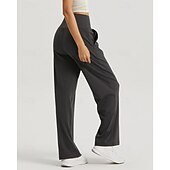 preiswerte Yogahosen &amp; Pumphosen-Damen Fitnesshose Pilates-Hosen Yogahose Mit Taschen Leicht Hohe Taille Fitnessstudio Pilates Zumba Unterteile Einfarbig Schwarz Weiß Dunkelmarine Herbst Sport Sportkleidung Mikroelastisch Lässiger