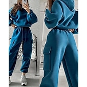 abordables Chándales-Mujer Tracksuit Pantalones Deportivo Pantalones de chándal Encaje Bolsillo Color sólido Trajes de Yoga Otoño Magenta Negro Gimnasio Ropa Deportiva Corriendo Mantiene abrigado Resistente al Viento