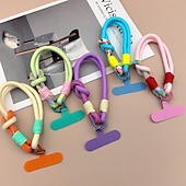abordables Otras carcasas-Cuerda corta de moda de dos pliegues a juego con colores, cuerda corta de muñeca simple, cuerda colgante de doble capa, firme y resistente, antirroturas y anticaídas, cuerda para colgar teléfonos