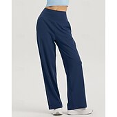 preiswerte Yogahosen &amp; Pumphosen-Damen Fitnesshose Pilates-Hosen Yogahose Mit Taschen Leicht Hohe Taille Fitnessstudio Pilates Zumba Unterteile Einfarbig Schwarz Weiß Dunkelmarine Herbst Sport Sportkleidung Mikroelastisch Lässiger