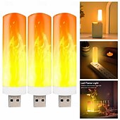 cheap Decorative Lights-4 Pcs simulation flame lamp candle lamp dynamic flame lamp bedside mini Usb atmosphere lamp small night lamp Halloween Christmas decoration lights