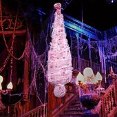baratos Halloween-Adereços de Halloween para ambientes internos e externos - corpo de cadáver assustador com teia de aranha falsa e decoração de árvore pendurada, material plástico de estilo contemporâneo, sem penas,