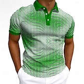 halpa Miesten geometrinen poolo-Miesten 3D Print Geometrinen Polo Lyhythihainen Pikeepaita Rento arki Moderni Katutyyli Urheilu ja ulkoilu Urheilu- ja treenivaatteet Rento / arki Napit 3D-tulostus Kesä Punarinnan munan sininen