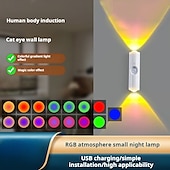 cheap Puck Lights-1 Pc Led Charging Puck Lights Spotlight, Sensor  Night Light, Usb Charging, Three Color Dimming, Magnetic Installation, No Need For Wiring Or Punching Hole