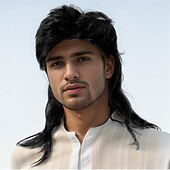 economico Parrucche storiche-Parrucche unisex stile mullet, stile anni &#039;70 e &#039;80, da uomo, con capelli punk rocker, lunghe e a strati, per cosplay, per uomini e donne, per feste di Halloween, costumi di tutti i giorni.
