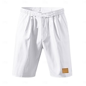 economico Vacanza-Per uomo Shorts Shorts di Lino Pantaloncini Estivi Shorts da Spiaggia Coulisse Elastico in vita Gamba Dritta Semplice Comodità Traspirante Lunghezza al ginocchio All&#039;aperto Quotidiano Ferie Vacanza