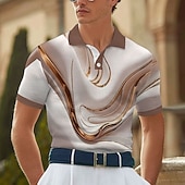  Per uomo Astratto Marmo Magliette Polo a Nido d'Ape Manica Corta Magliette polo Camicie con Colletto Business Casual Athleisure Abbigliamento quotidiano Stampa 3D Bottoni Estate Blu Oro Verde
