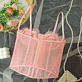 olcso fűző-Retró Középkori Reneszánsz Fűző Prsluk Bustier Jelmez Női Kelta Fantasy Mindszentek napja Farsang Parti Alkalmi / Napi LARP Felnőttek Fűző