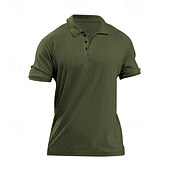 baratos Polo Clássico Masculino-Homens Camisa polo de algodão Camisa de golfe Casual Esportes Lapela gola pólo com nervuras Manga Curta Moda Básico Tecido Clássico Verão Primavera Todas as Estações Normal Preto Branco Verde cáqui