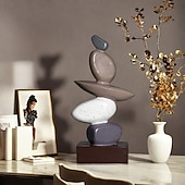 Χαμηλού Κόστους Αγάλματα-Διακοσμητικό στολίδι φενγκ σούι από ρητίνη, μοντέρνο ειδώλιο εισόδου «η κυλιόμενη πέτρα φέρνει τύχη», μινιμαλιστικό γλυπτό διακόσμησης σπιτιού, δώρο εγκαινίου για σαλόνι ή γραφείο