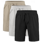 preiswerte Klassiker-Herren Shorts Leinenshorts Sommershorts Strandshorts Tasche Kordelzug Elastischer Bund Einfach Komfort Atmungsaktiv Knielang Lässig Täglich Ferien Urlaub Mode Weiß + Schwarz + Grau schwarz+khaki+blau