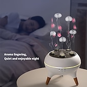 billige nattbordslampe-3D dynamisk manetsky sopp dans spray aromaterapimaskin skrivebordsflamme luftfukter husholdning tung tåke fargerikt lys fjernkontroll utstyrt med fem motorer for gavegivning familiekontor