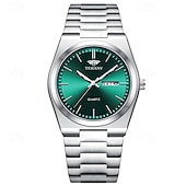 baratos Relógios Quartz-Um relógio masculino moderno e original com pulseira de liga de estilo empresarial, com classificação de resistência à água ipx7, data luminosa e visor de dia, caixa de relógio esportivo de quartzo