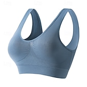 رخيصةأون حمالات صدر رياضية وصدريات-نسائي حمالة صدر اليوغا حمالة صدر بيلاتيس ستيان الرياضة حمالة الصدر ارفع غير ملحومة مضاد للاهتزاز لاسلكي لون خالص / عادي رياضة ألبسة رياضية أزرق فاتح بنفسجي غامق الصالة الرياضية زومبا ركض