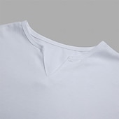 baratos camisetas básicas-Homens Camiseta Manga Curta Decote V Verão Tecido Moda Clássico Casual Puro Rua Casual Esportes Branco Azul Cinzento Top Tee para Homens