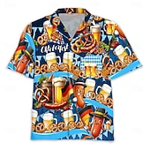 baratos Vestuário Gráfico-camisas havaianas Camisa Aloha Bávaro Munique Alemão Alpino Arte Gráfica para Homens Adulto Impressão 3D  para Carnaval Cerveja Oktoberfest Praia Férias Festa