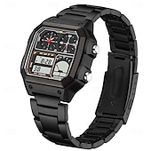 cheap Digital Watches-SANDA Men Digital Watch Outdoor Fashion Casual Wristwatch Luminous Stopwatch Alarm Clock Three Time Zones Steel Silicone Gel Watch