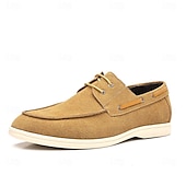 cheap Casual-Men&#039;s Beige Faux Suede Boat Shoes with Lace-Up Design – Comfortable Casual Footwear for Weekend, Vacation &amp; Daily Use