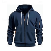 preiswerte Basic-Hoodies für Herren-Herren Kapuzensweatshirt Schwarz Weiß Wein Armeegrün Rote Mit Kapuze Einfach Reißverschluss Farbblock Sport &amp; Outdoor Lässig Täglich Polyester Cool Lässig sportlich Frühling &amp; Herbst Bekleidung