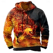 abordables conjuntos de sudadera con capucha estampada para hombre-Hombre Fénix Sudaderas Sudadera Sudadera Manga Larga Sudadera con capucha Cuello Barco Fresco Impresión 3D Discoteca Ropa de calle Negro Amarillo Correa Otoño Invierno Diseñador