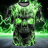 Χαμηλού Κόστους T-shirt Halloween-Halloween Ανδρικά Νεκροκεφαλές Φλόγα Μπλουζάκι Κοντομάνικο Κοντομάνικη μπλούζα 3D εκτύπωση Στρογγυλή Ψηλή Λαιμόκοψη Πουκάμισο Γκόθικ Δρόμος Causal Σκοτεινό πάρτι Μπλε της Λίμνης Θαλασσί Βυσσινί