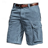 baratos Clássico-Homens Bermuda Cargo Calção Shorts de verão Shorts de veludo cotelê Bolso multi Bolso com aba Tecido Conforto Vestível Comprimento do joelho Ao ar livre Esporte Diário Moda Casual Preto Vinho