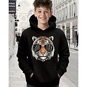 Boys' 3D Tiger Hoodie Long Sleeve Spring Fall Fashion Streetwear Kids 4-12 Years Hooded Outdoor Casual Daily Regular Fit4
