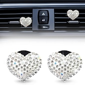 cheap Car Pendants &amp; Ornaments-Car Vent Clip Bling Crystal Heart Shape Charm Universal Car Air Conditioner Decorations