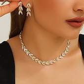 ieftine Seturi de Bijuterii-Seturi de bijuterii 2 Zirconiu Ștras 1 Colier Cercei Pentru femei Elegant Epocă Modă Draguț Extravagant Frunze Binecuvântat Neregulat Set de bijuterii Pentru Nuntă Petrecere Zi de Naștere