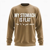 billige Morsomme hettegensere-Herre Tekst Morsom Slang Genser Mote Daglig Langermet Crew-hals Svart Hvit Crewneck 3D Alle årstider Designer