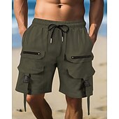 economico Vacanza-Per uomo Pantaloncini cargo Shorts Pantaloncini Estivi Coulisse Elastico in vita Multi-tasche Semplice Comodità Indossabile Lunghezza al ginocchio All&#039;aperto Sport Quotidiano Moda Casual Nero Marrone