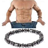 baratos Presentes-2 pulseiras elásticas com contas magnéticas, pulseiras de terapia magnética pretas simples para saúde, perda de peso, presente para feriados e ocasiões especiais