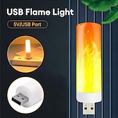 cheap Decorative Lights-4 Pcs simulation flame lamp candle lamp dynamic flame lamp bedside mini Usb atmosphere lamp small night lamp Halloween Christmas decoration lights