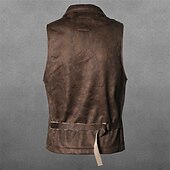 お買い得  ジレ-男性用 ベスト ジレ フェイクレザーベスト アウトドア 日常 ファッション カジュアル 春 秋 ポケット ボタン 合皮 快適 平織り シングルブレスト 一つボタン ラペル レギュラー ブラック ブラウン ベスト