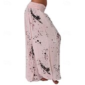 abordables pierna ancha y cintura alta-Mujer Pantalones Pantalones palazzo Moda Boho Longitud total Media cintura Estampado Cintura elástica Confortable Cómodo Microelástico Calle Ropa Cotidiana Noche Blanco Amarillo Rosa Verde Ejército