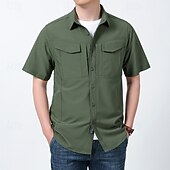 preiswerte Oberteile-Herren Wanderhemd Wanderspitze Cargo-Shirt Kurzarm Umlegekragen Oberteil Außen Schnelltrocknend Leicht Atmungsaktiv Polyester Schwarz Armeegrün Blau Tennis Golfspiel Laufen