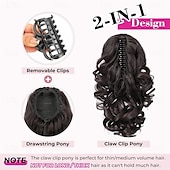 economico Code-Extension per coda di cavallo, 12 pezzi, classiche, ricce e ondulate, con fermaglio a clip, per donne, color cioccolato con mèches
