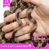abordables Crocheter les cheveux-Extensions de cheveux synthétiques bouclés pré-bouclés de 18 pouces pour femmes noires - boucles gogo/boucles de plage/océan/eau/ondes profondes au crochet, 8 paquets de cheveux synthétiques sans